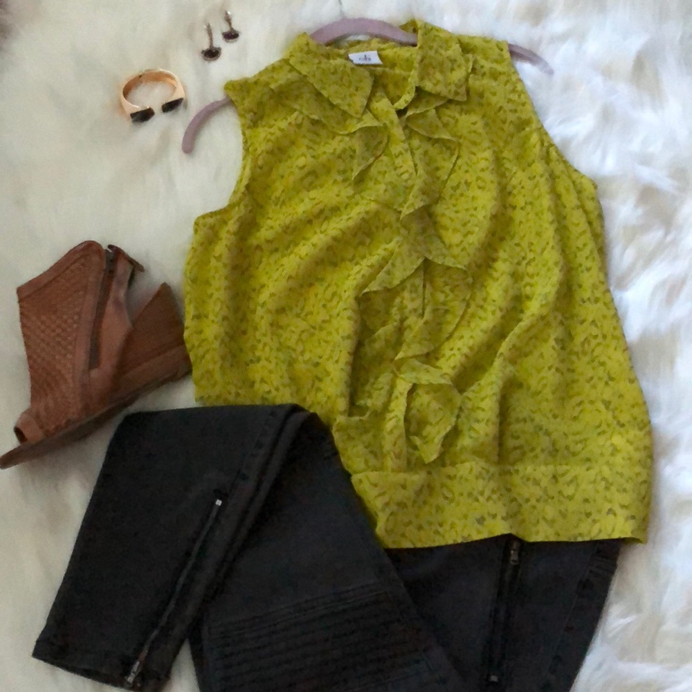 CAbi Reign Ruffled Button Front Blouse